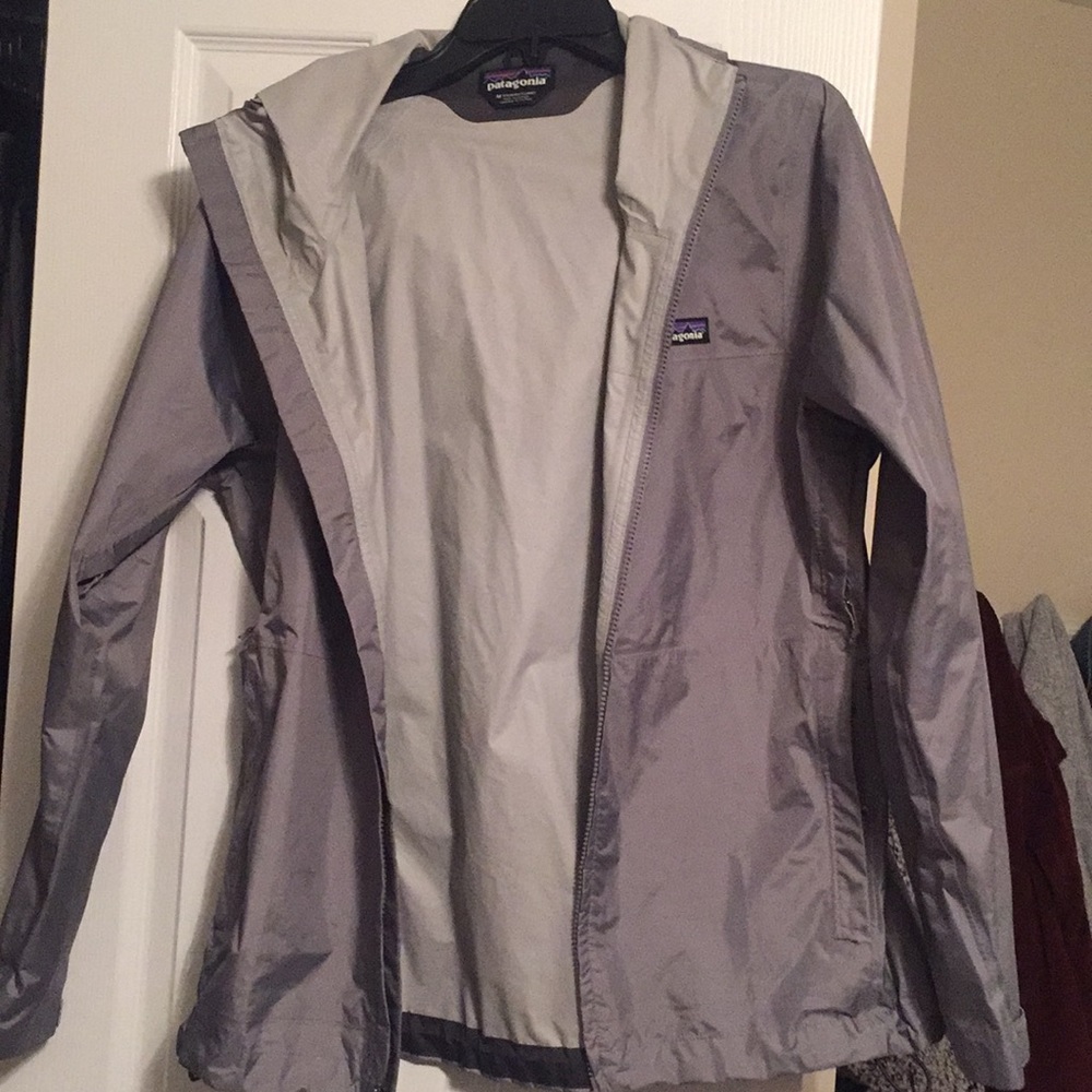 Grey northface rain jacket